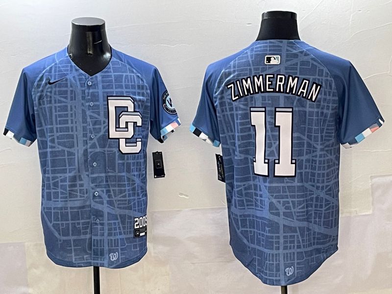 Men Washington Nationals #11 Zimmerman Blue Joint Name 2025 Nike MLB Jersey style 2